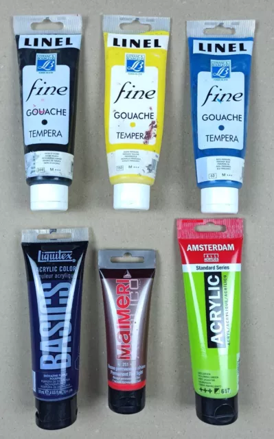 Lot Tubes Peinture Marques Linel Liquitex Maimeri Amsterdam Gouache Acrylique