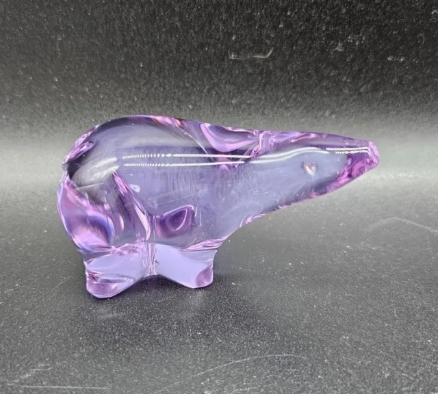 Maleras Sweden Crystal Vintage Purple Signed Polar Bear Figurine 1.5" X 3" MCM