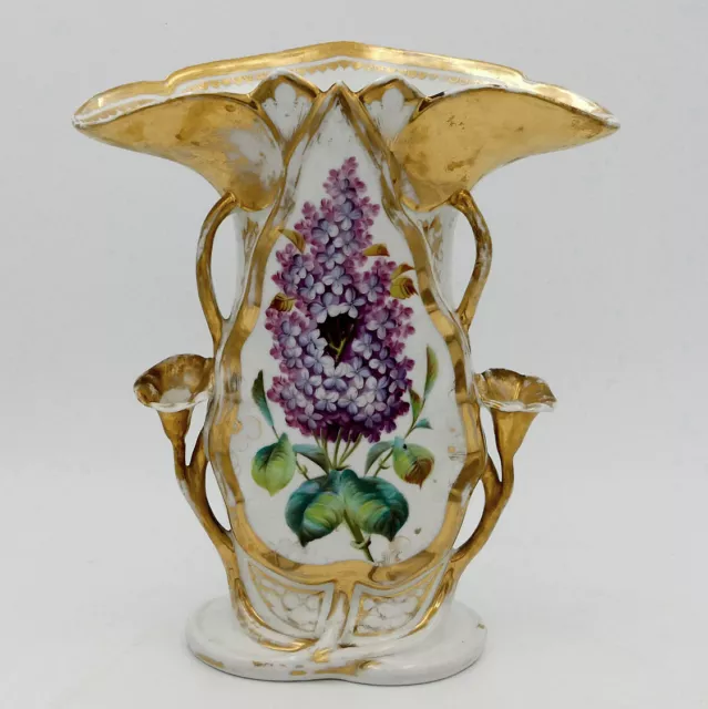 Grand vase en porcelaine de Paris XIXe siècle décor de lilas Napoléon III ancien