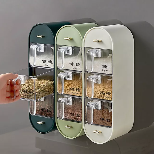 Caja de almacenamiento de condimento de cocina estante de especias montado en pared almacenamiento sin golpes azúcar y