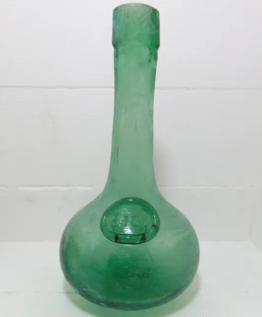 Bigi "Onion" Shaped Italian Wine Bottle with Applied Glass Seal c1910-20