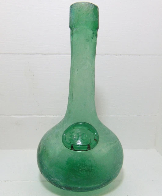 Bigi "Onion" Shaped Italian Wine Bottle with Applied Glass Seal c1910-20