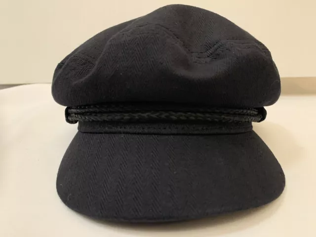 BRIXTON FIDDLER CAP Greek Fisherman Rope Cap Newsboy Hat Black Size XS ...