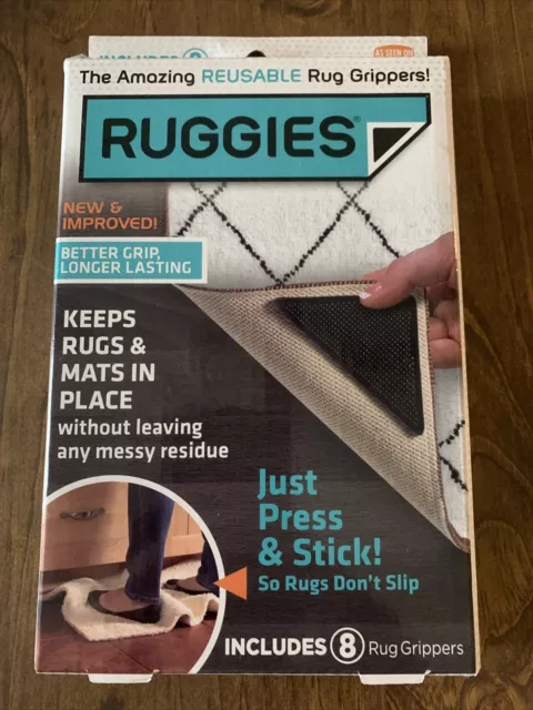 NEW Ruggies Set of 8 Rug Grippers - AS SEEN ON TV - Washable, Reusable!