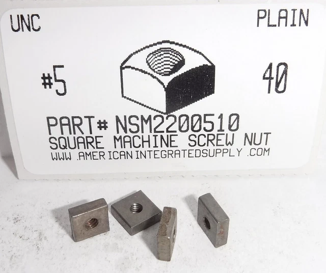 #5-40 Square Machine Screw Nut Steel Plain 5/16 Af X 7/64 Th (50)