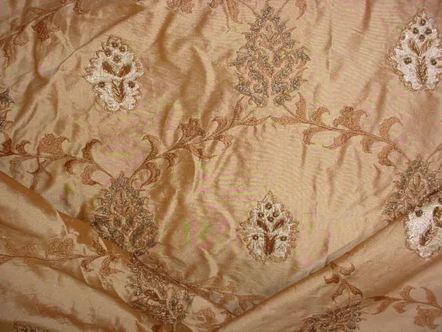 13Y Brunschwig & Fils Lee Jofa Copper Beaded Silk Lattice Upholstery Fabric