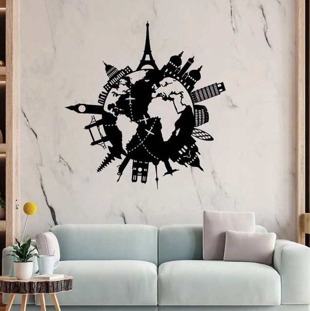 WORLD MAP METAL Wall Art,Traveling Around World Metal Wall Art,Home
