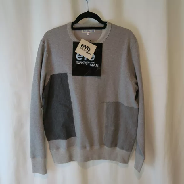 NEW Junya Watanabe Merz b. Schwanen Patchwork Cotton Sweatshirt - Grey L Large