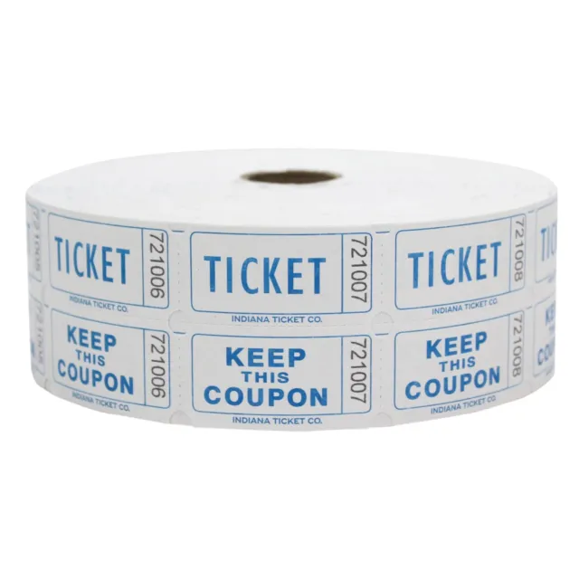 INDIANA TICKET CO. 1,000 Blueberry Raffle Tickets Double Roll, Premium Qualit...