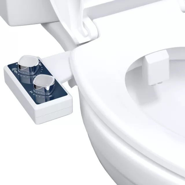 Bidet Fresh Water Spray Kit Non Electric Toilet Seat Attachment with Dual Nozzle