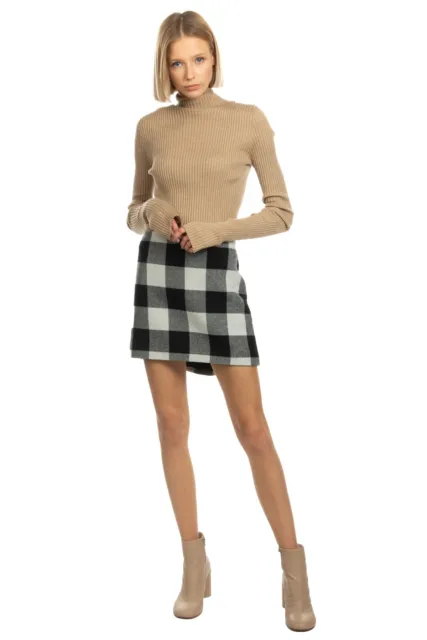 RRP €110 AMERICAN RETRO Flannel Mini Skirt Size 40 M-L Wool Blend Two Tone Check