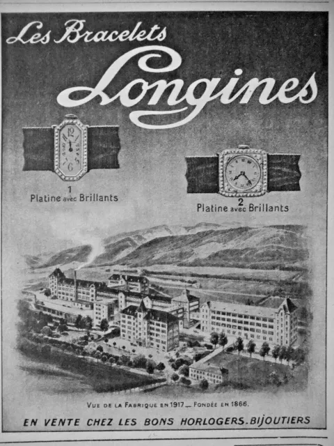 Publicité De Presse 1920 Montre Longines Vue De La Fabrique En 1917