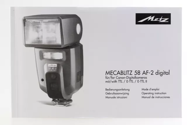 Bedienungsanleitung Metz Mecablitz 58 AF-2 digital AF2 Anleitung für Canon