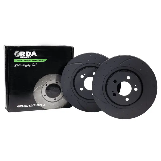 RDA Slotted And Dimpled Brake Rotor Pair 296mm Front RDA748D