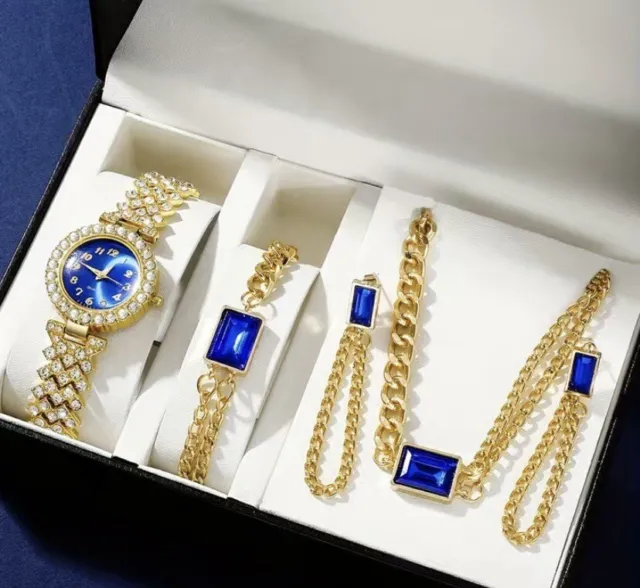 New Ladies Gift Bracelet wrist Watch Diamond Effect Set For Women’s & Girls