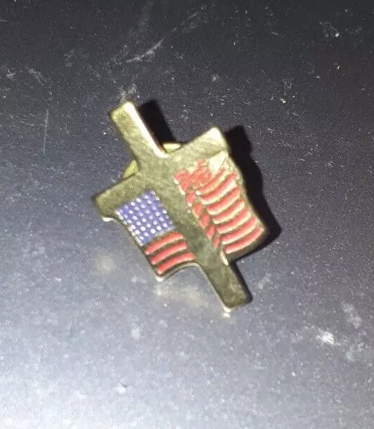 Vintage American Flag Cross Pin Religious Cross Lapel Pin Badge Patriotic