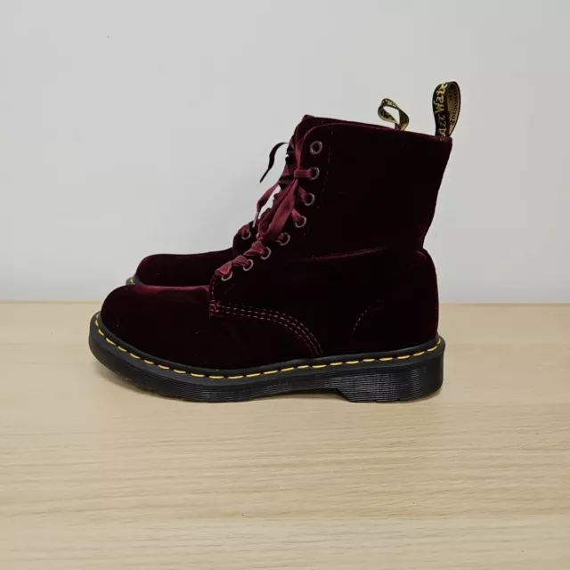 Stivaletti rari Dr Martens 1460 rosso pascal velluto morbido taglia UK 5 EU 38