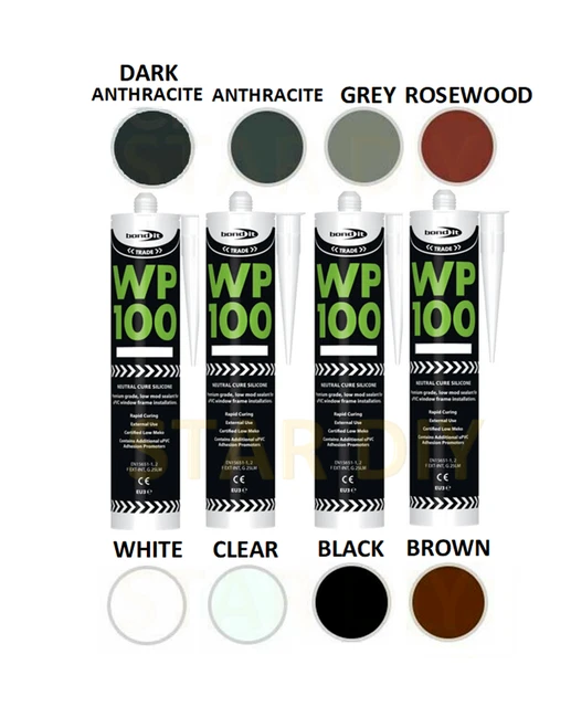 WP100 SILICONE SEALANT Rapid Cure Mastic External Door & Windows Frames