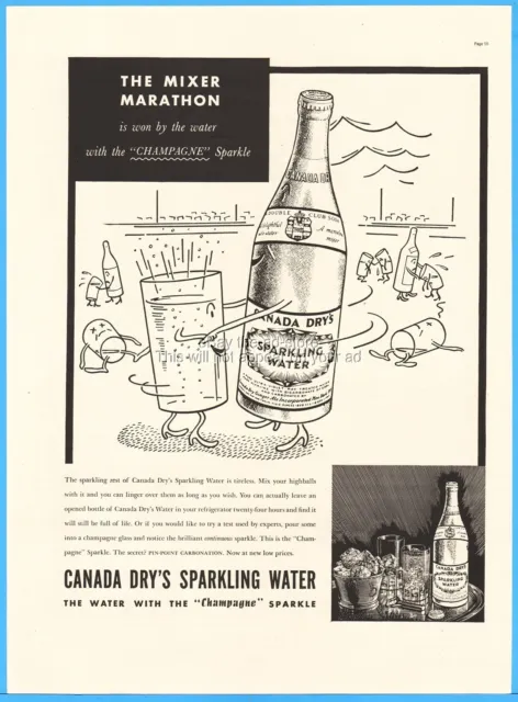 1937 Canada Dry Sparkling Water Mixer Marathon Art Kitchen Décor Ad