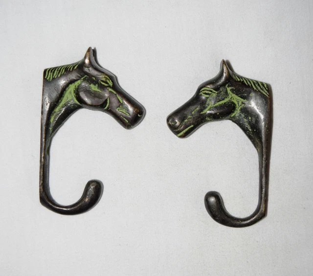 Brass Coat Hanger Antique Handmade Finish Pair Horse Wall Decorative Hook AR47