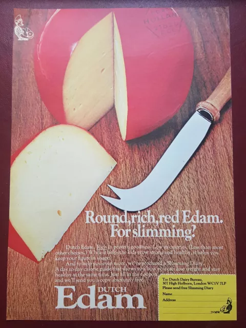 Dutch Edam Cheese - 1970's Magazine Advert #B10053