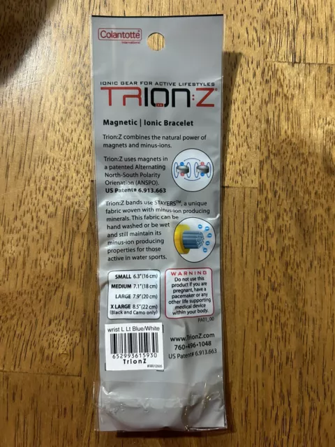 Trion Z Dual Magnetic Therapy Bracelet Size Medium Carolina Blue White - New! 2