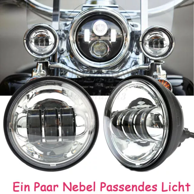 Paar 4.5" LED Nebelscheinwerfer Zusatzscheinwerfer Tagfahrlicht für Harley 12V