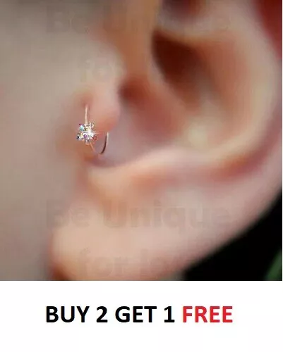 Tragus Nose Hoop Helix Ring Stunning AB Flower Crystal Cartilage Earring Piercin