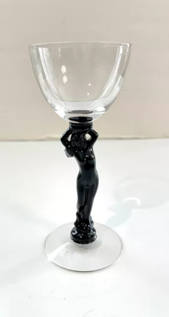 Cambridge Statuesque Nude Ebony Black Stem Wine Claret Glass 6.5” Tall