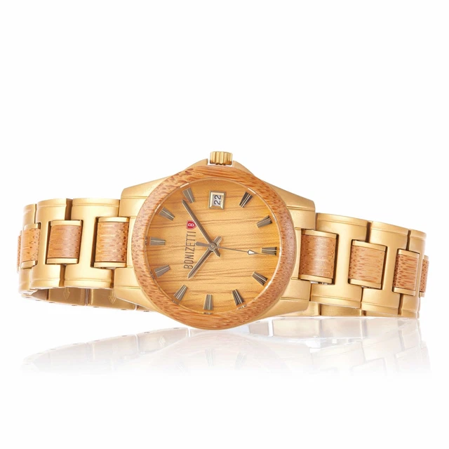 Montre-bracelet En Bois Pour Femme ZUGSPITZE - Marque Bonizetti, Neuf Avec étiquettes, Or - Pièce De Bricolage Ou Accessoire
