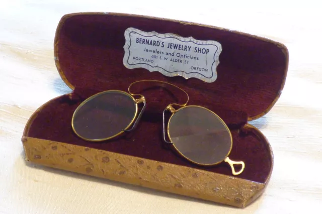 Vintage Pince Nez / Eye Glasses / Spectacles with Case Portland Oregon Bernards