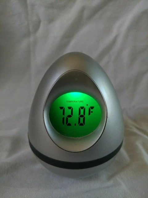 Easter Bunny Egg Clock w colorful lights Alarm Date Timer Temperature Brookstone