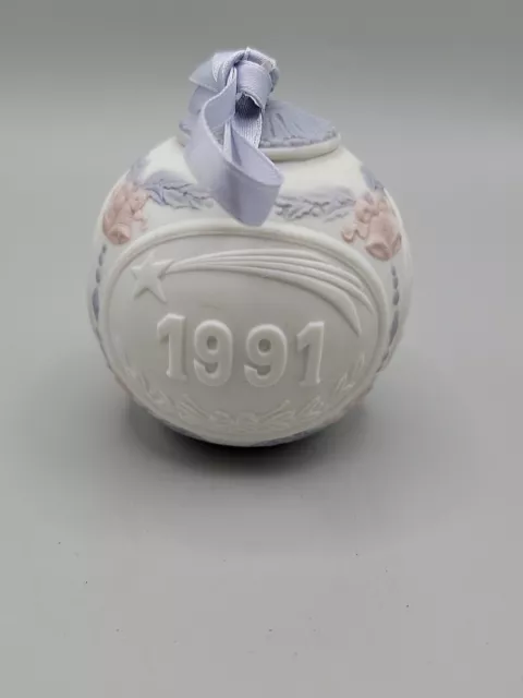 Vintage Lladro 1991 Christmas Ball Ornament Made In Spain Blue Purple