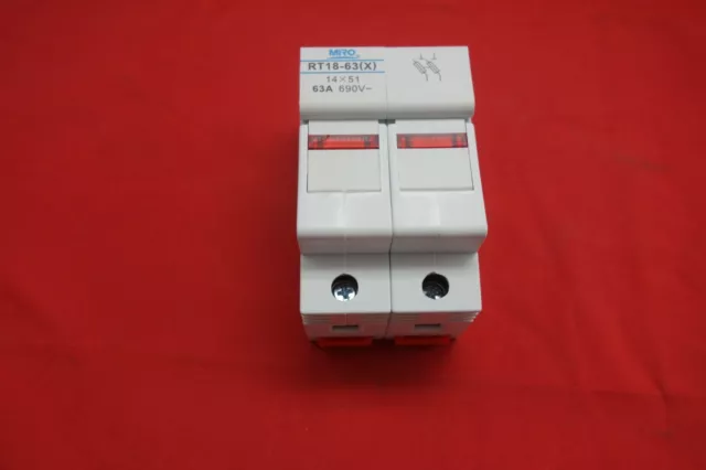 1PC 2 Pole Din Rail Mounting RT18-63 Fuse Holder for 14x51MM Fuse link