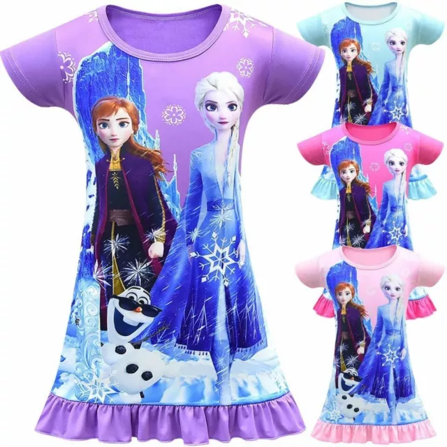 Froze22 Elsa Anna Girls Princess Queen Cosplay Costume Grils Fancy Dress Pajamas