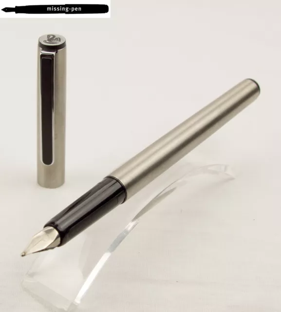 Older Pelikan Airpen P458 Fountain Pen Stainless Steel Silver OM-nib (1981-1982)