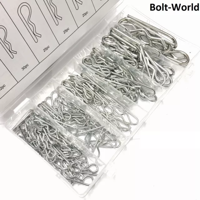 150Pc HAIR PIN HITCH RETAINING R CLIP CLIPS LYNCH COTTER SPRING BRIGHT ASSORTED