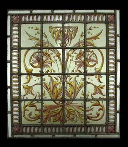 Stunning Rare Antique Painted Rococo Stained Glass Window
