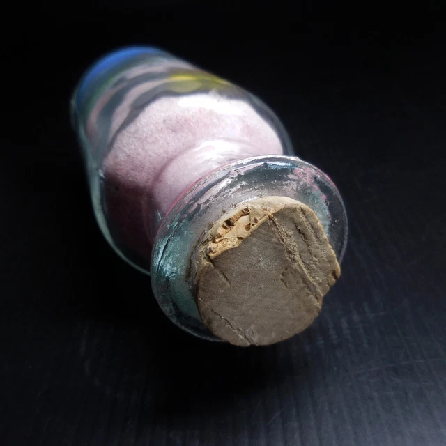 Vintage Art Deco Landscape Cork Glass Multi-Colored Sea Salt Bottle N7365 9