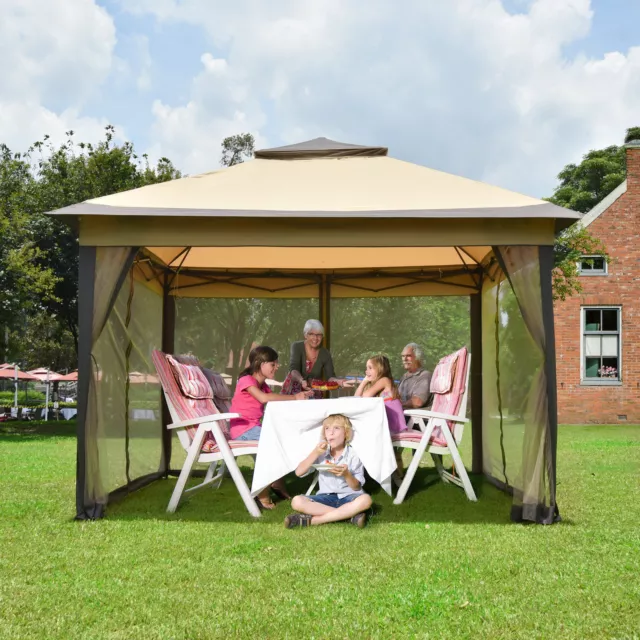 11x11ft Pop-Up Gazebo Tent with Netting Carry Bag Carry Bag Party Home Backyard