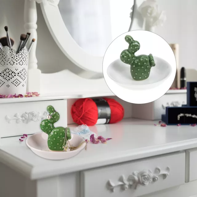 Ceramic Cactus Ring Holder Dish: Jewelry Organizer-HJ