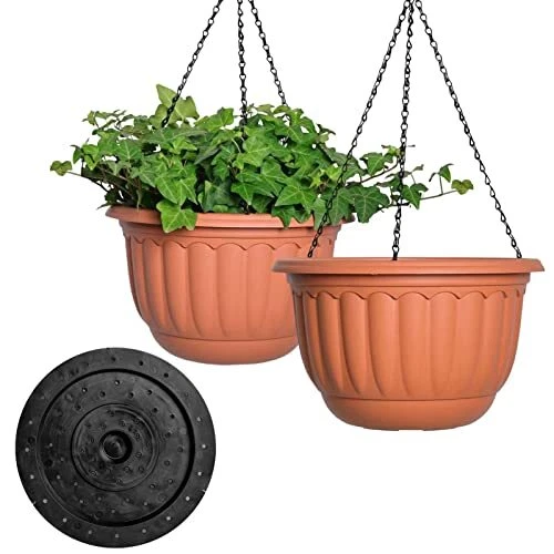 YIKUSH Hanging Planter for Indoor and Outdoor Plants 2 Pack 12inch Flower Pot...