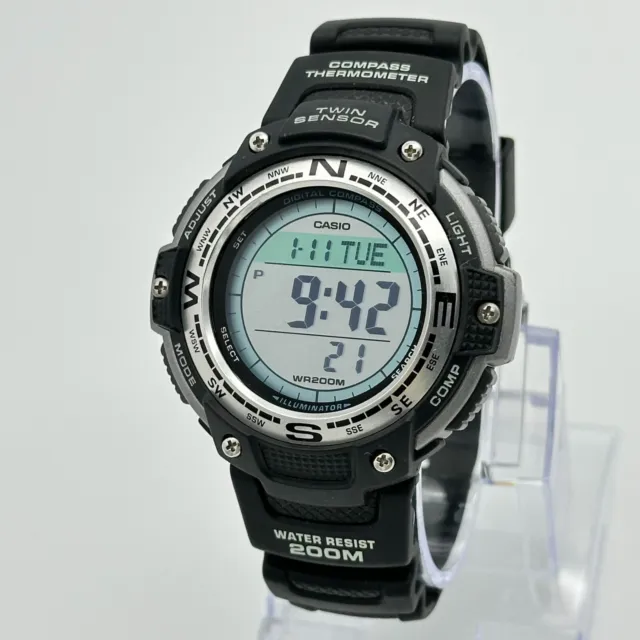Men's CASIO Twin Sensor Digital Compass Multifunction LCD Sports Watch, SGW100