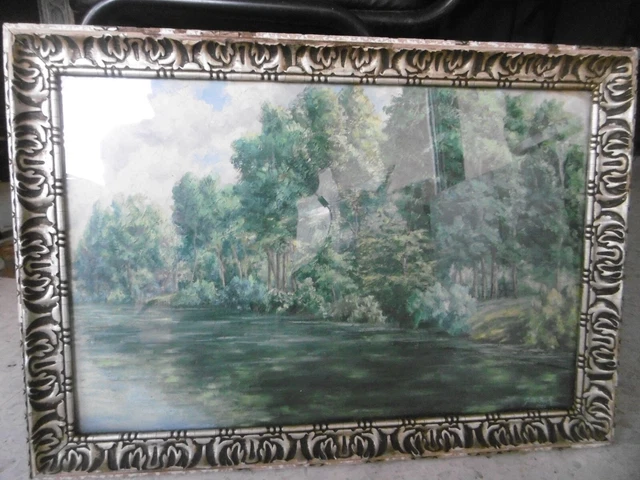 TABLEAU ANCIEN - 1926 - Signé - J de BUCK - Bords de Fleuve - Huile sur ...