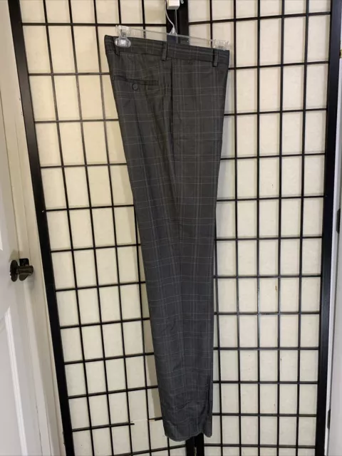 ENGLISH LAUNDRY ELEGANT ARROGANT  Men's Plaid Dress Pants, gray, 36R 29W