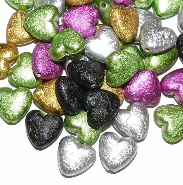 APL380 Mix Color Acrylic Drawbench Metallic Matte 17mm Puff Heart Beads 20pc