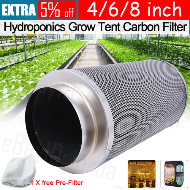 4" 6" Grow Tent Inline Duct Fan Kit w/Speed Controller Ventilation Carbon Filter