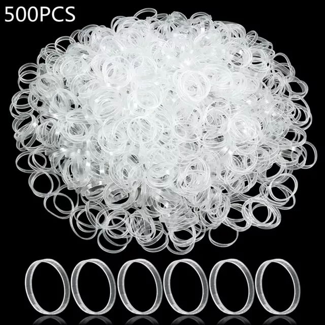 500STK Mini Elastische Haargummis Transparent Elastische Haarbänder Gummibänder