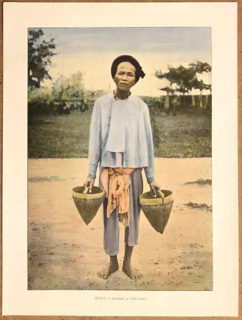 COCHINCHINE Indigène de Vinh-Long - Photochromie fin 19ème  gravure  Vietnam