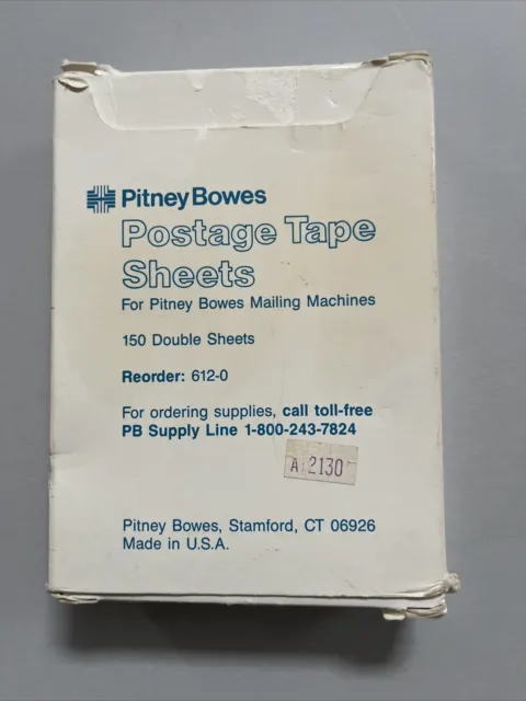 Pitney Bowes Postage Tape Sheets Reorder Number 612-0